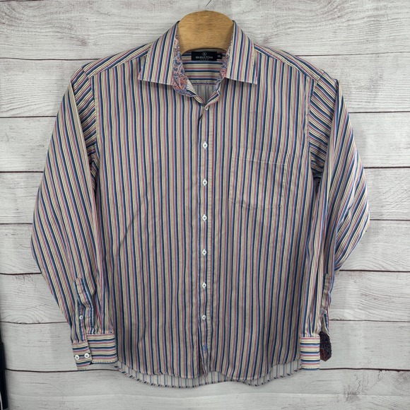 Bugatchi Uomo Shirt 2XL Multicolor Vertical Stripe Long Sleeve Button‎ Front - Picture 1 of 10